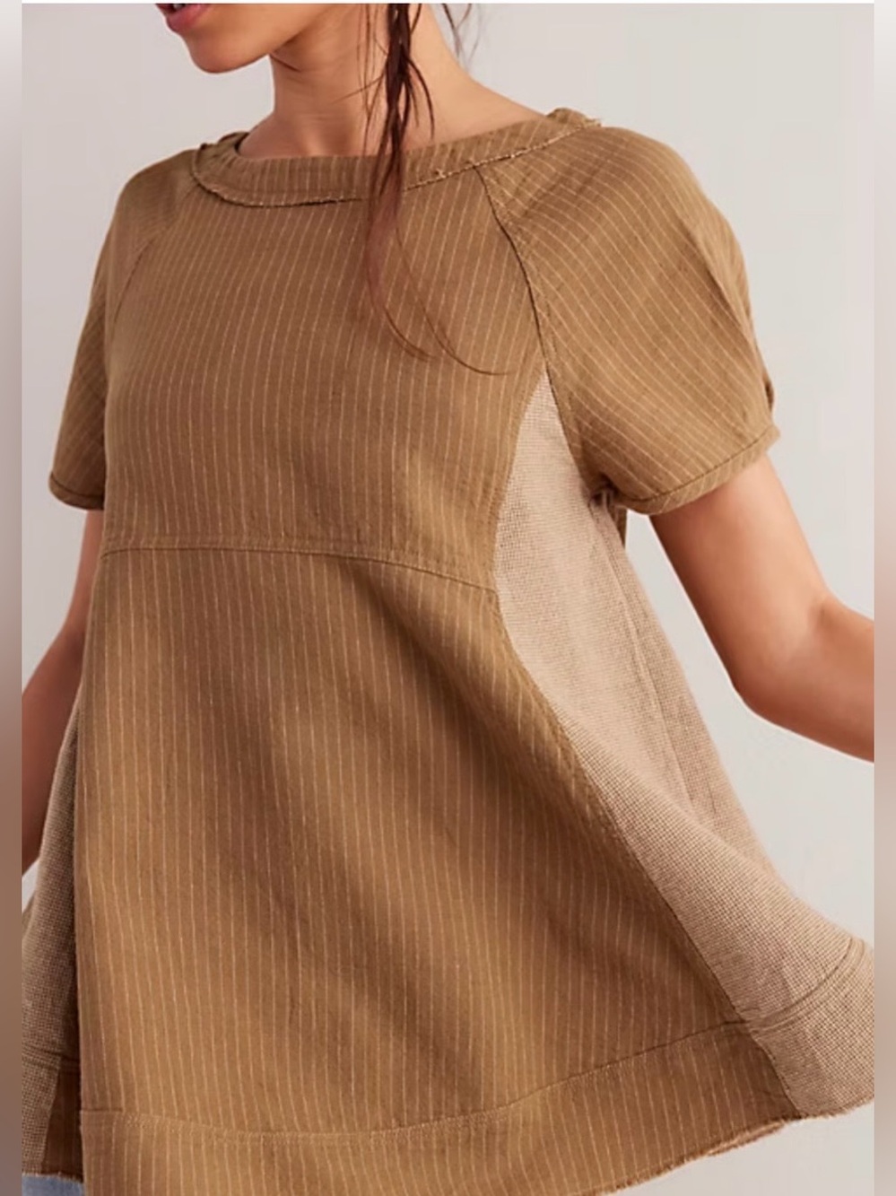 Free People We The Free Sunset City Menswear Top Billowy Silhouette Pinstripe